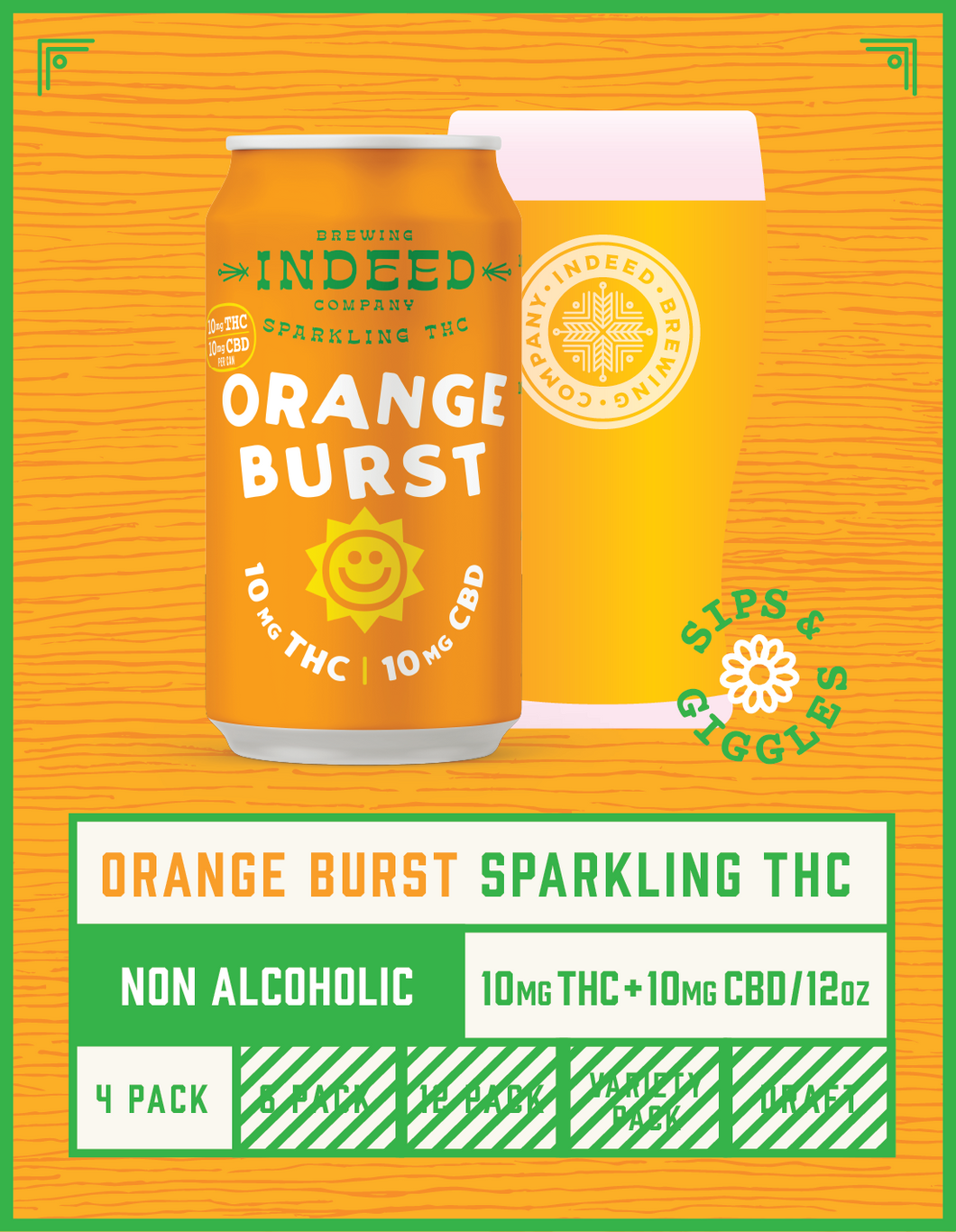 Orange Burst - 10mg THC/10mg CBD 12oz 4-packs