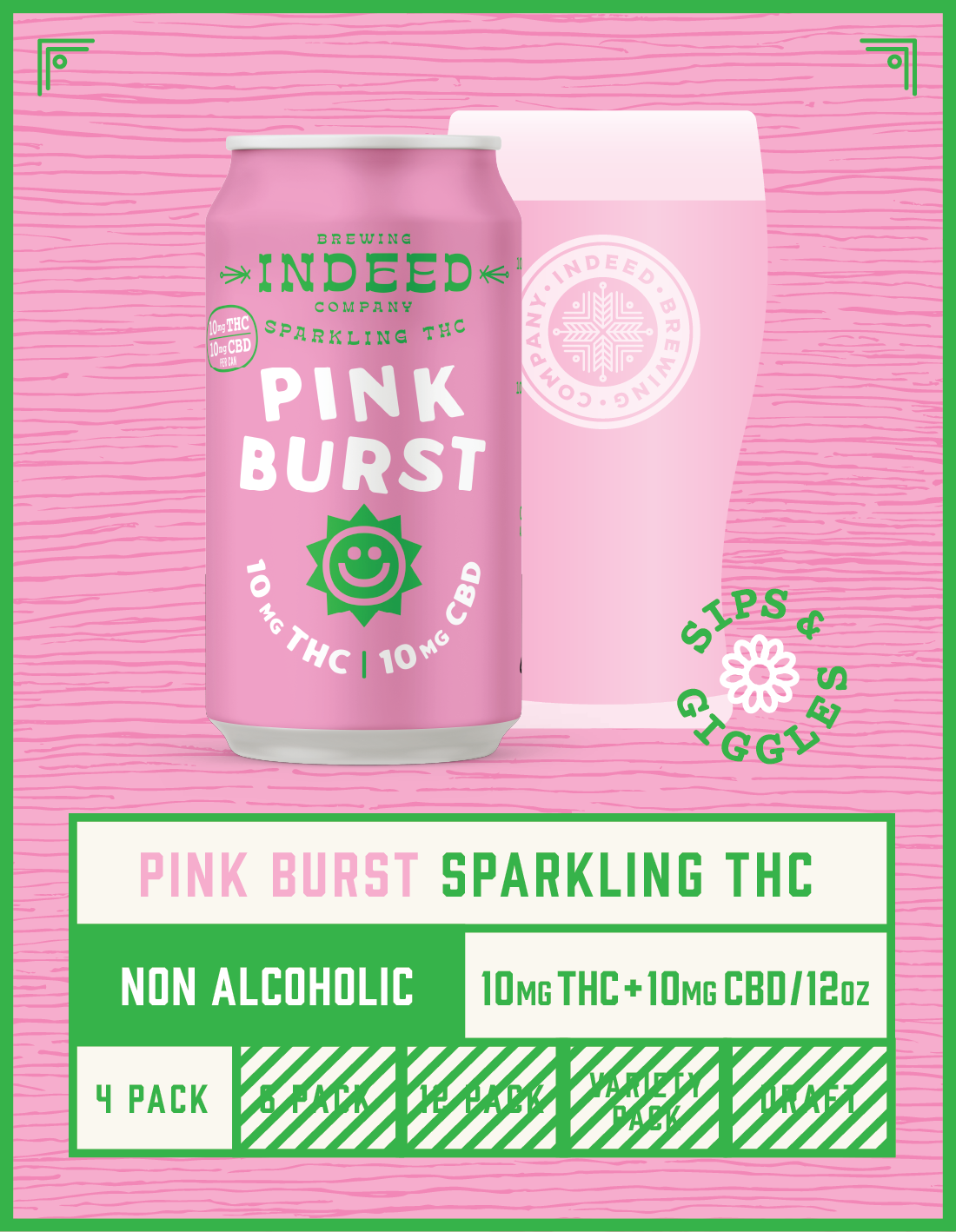Indeed Brewing Pink Burst - 10mg THC/10mg CBD 12oz Cans – Indeed