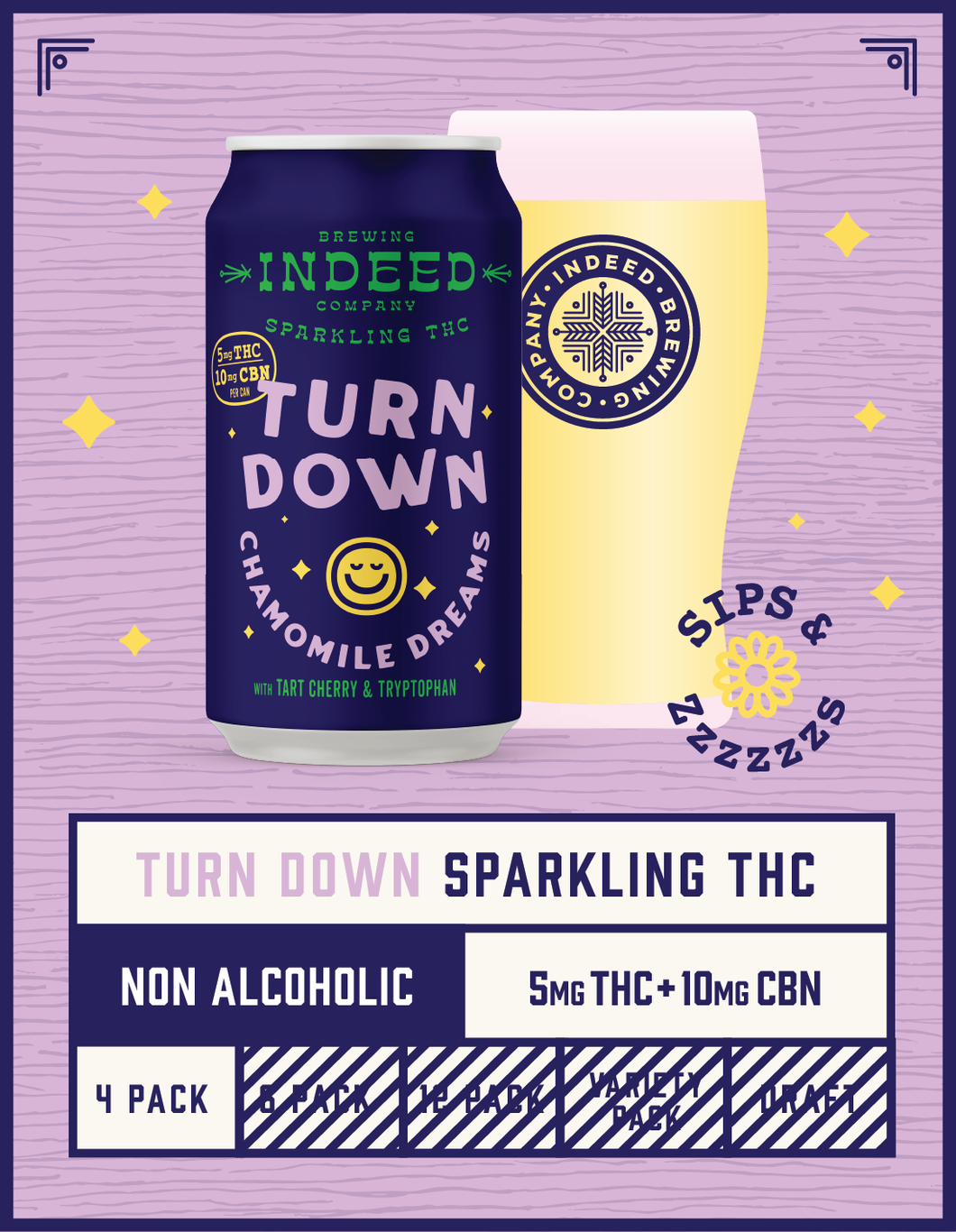 Turn Down Chamomile Dreams - 5mg THC/10mg CBN 12oz 4-packs – Indeed ...