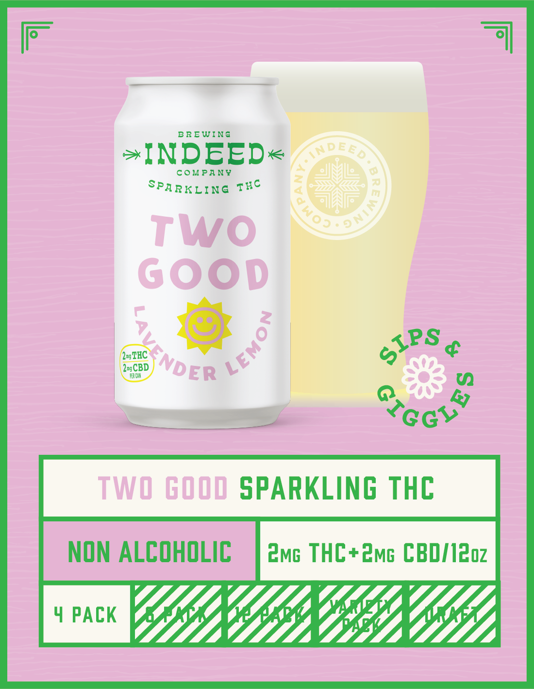 Two Good Lavender Lemon - 2mg THC/2mg CBD 12oz 4-packs
