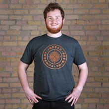 Load image into Gallery viewer, A man wearing a Charcoal Indeed Logo Tee.
